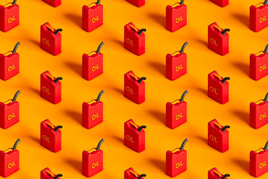 pattern of red oil tank on orange background