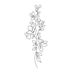 Flower Line Drawing. Botanical Art of Flower One Line Drawing for Minimalist Wall Decor, Floral Wall Art, Prints. Vector Digital Art