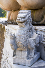 Fototapeta na wymiar A stone statue of a traditional Chinese mythical beast unicorn