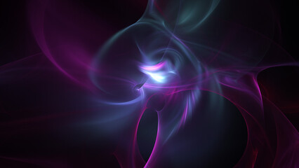 Abstract blue and purple fiery shapes. Fantasy space background. Digital fractal art. 3d rendering.