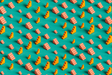 pattern of Pink and orange ladders in different positions and size