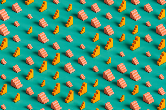 pattern of Pink and orange ladders in different positions and size