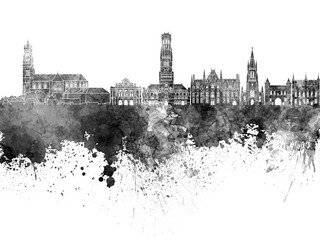 Obraz premium Bruges skyline in black watercolor