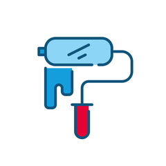 Wall painting with a roller. Redecoration and restoration icon. Pixel perfect, editable stroke, color