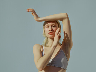 outside  creative woman portrait in natural light