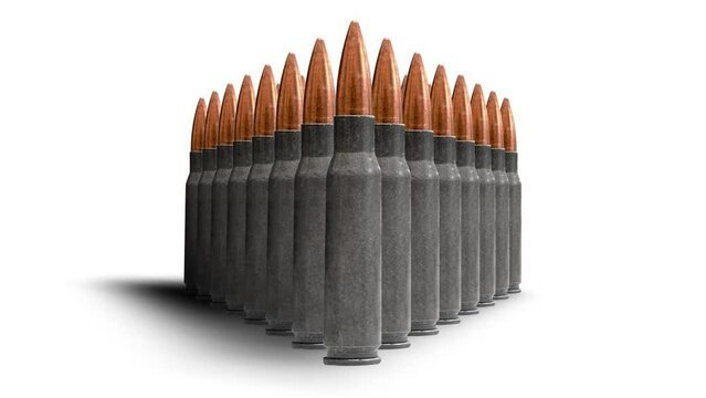 .308 Bullets animation on White Background