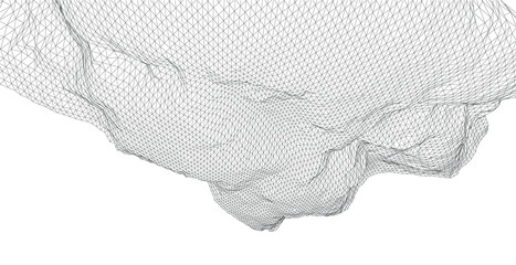 3D wireframe of contour swirl. Abstract wireframe background. vector