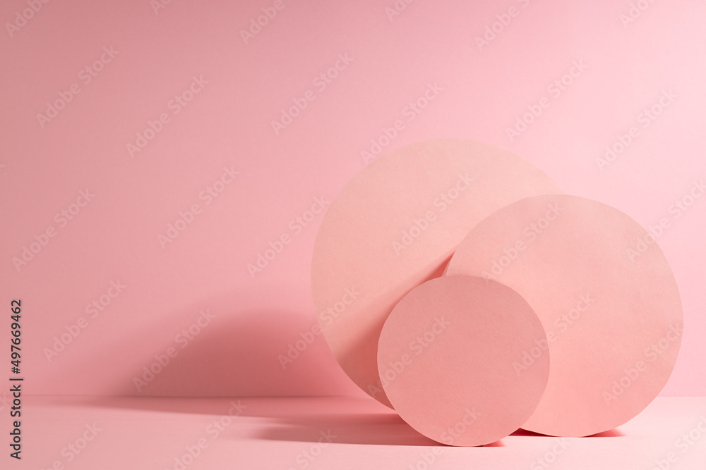 Aufkleber fashion minimal pink stage in modern simple style with group round box standing as abstract composit