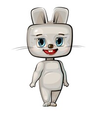 Cute Hare stand. Good animal. Cartoon style. Illustration for children with childish character. Isolated over white background. Vector