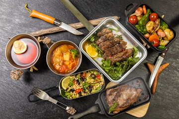 ステーキ　Photos of luxury grilled steaks outdoors