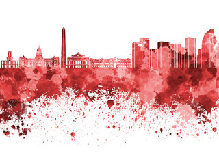 Fototapeta premium Buenos Aires skyline in watercolor on white background