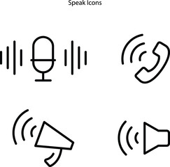 Speaking icons. Outline speaking vector icon thin line color flat isolated on white background for web, UI, apps, and more.