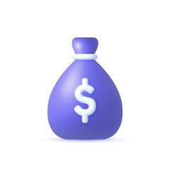 Money bag 3D Vector illustration. Money bag in 3d style. Isolated vector illustration