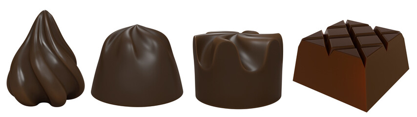 Chocolate molds on a white background. 3d illustration