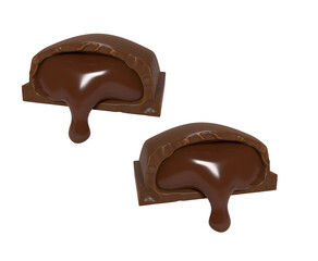 Chocolate molds with filling, on a white background. 3d illustration