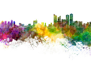 Obraz premium Busan skyline in watercolor on white background