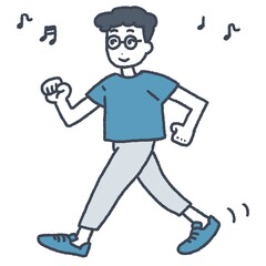 ウォーキングをする若い男性