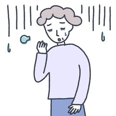 落ち込む老人女性のイラスト