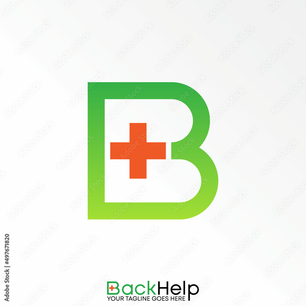 Poster letter or word b sans serif font with plus or red cross inside image graphic icon logo design abstra