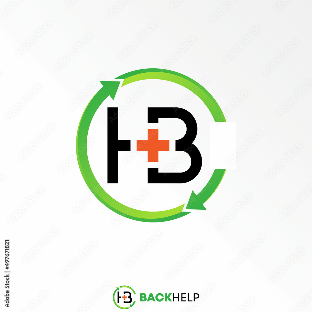 Aufkleber letter or word hb sans serif font with recycle arrow and red cross or plus image graphic icon logo d