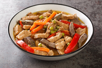 Igado is a popular dish from the Philippines made from pork tenderloin, pork liver, and vegetables...