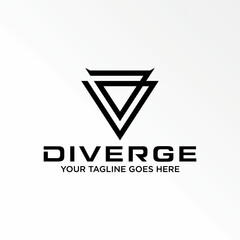 Letter or word DD or DV font in triangle line with like horn image graphic icon logo design abstract concept vector stock. Can be used as symbol related to monogram or initial