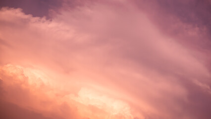 Orange sun and Cloud sky pastel background. wallpaper rainbow colored. card or poster sweet gradient backdrop free space for add text or products presentation. travel tropical summer holidays concept.