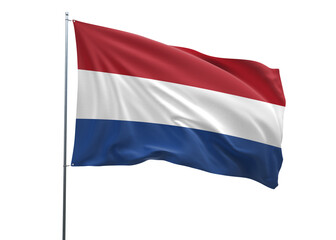 Netherlands Waving Flag, 3d Flag illustration, Netherlands National Flag with white isolated background