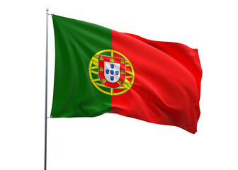Portugal Waving Flag, 3d Flag illustration, Portugal National Flag with an isolated white background