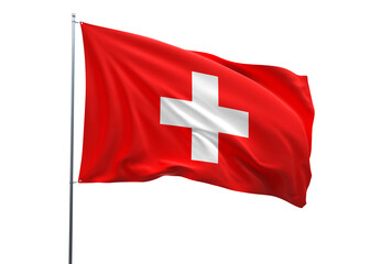 Switzerland Flag Switzerland waving its national flag with a white isolated background.