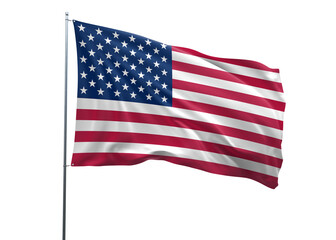 USA  Waving Flag with Isolated White background