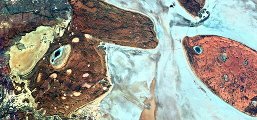 abstract landscape of the deserts of Africa from the air emulating the shapes and colors of primordial life, Genre: Abstract Naturalism, from the abstract to the figurative
