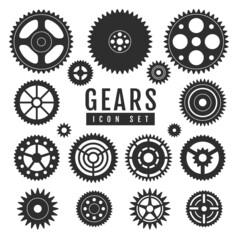 Group of gears isolated on white background.  Cog icon design. Vector illustration
