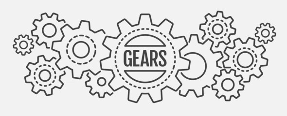 Group of gears isolated on white background.  Cog icon design. Vector illustration
