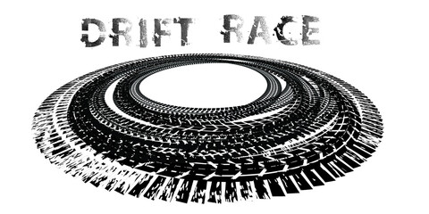 Drift show . Tire track vector round border frame . Drift race .Circle Design  © miloje