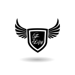 Eagle head in a shield icon with shadow