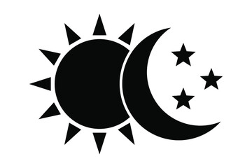 Sun moon icon illustration isolated vector sign symbol.