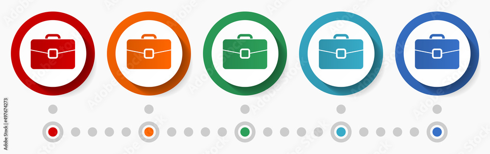 Aufkleber suitcase, business concept vector icon set, infographic template, flat design colorful web buttons i