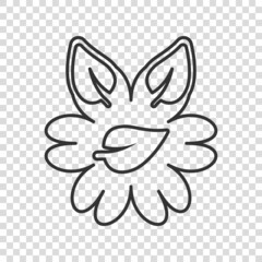 Leaf and chamomile icon in flat style. Flower with plant vector illustration on white isolated background. Eco power sign business concept.