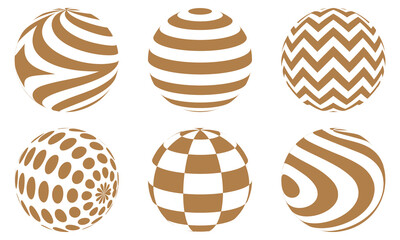 Golden and white vector sphere of lines for design of logo. Icons set