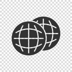 Earth planet icon in flat style. Globe geographic vector illustration on white isolated background. Global communication business concept.
