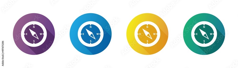 Poster vector gradient compass icon set with shadow. set of vector compass icons.