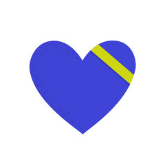 Blue heart with yellow ribbon. Ukrainian flag
