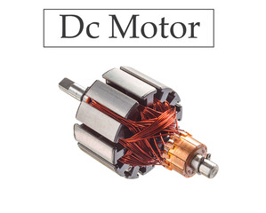 DC Motor Electrical armature assembly isolated on white background, Copper Coil