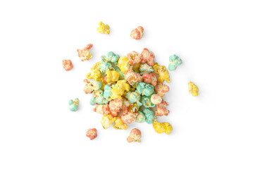 Color popcorn isolated on white background.