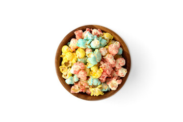 Color popcorn isolated on white background.