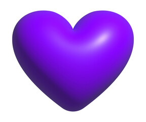 3D purple heart shape, icon heart, love and like buttons for emoji