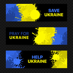 Obraz na płótnie Canvas Ukraine flag. Pray for Ukraine banner set