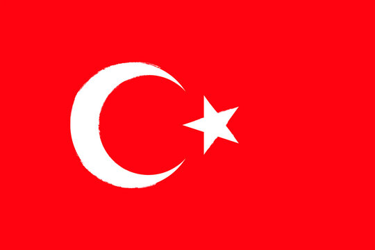 Flag of Turkey. Brush strokes painted national symbol background illustration