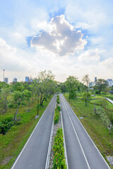 cloud disappear in the hot sunset time in the public park view